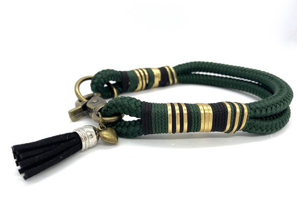 Hundeleine und Halsband im Set oder Einzeln "Green Black Golden"