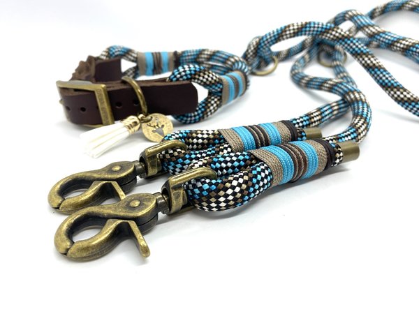 Hundehalsband mit verstellbaren Lederverschluss und Leine im Set oder Einzeln "Turkish Antik"