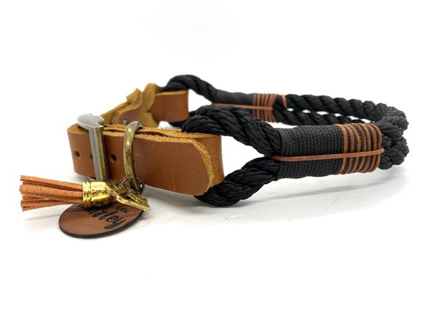 Hundehalsband mit verstellbaren Lederverschluss und Leine im Set oder Einzeln „Whiskey“