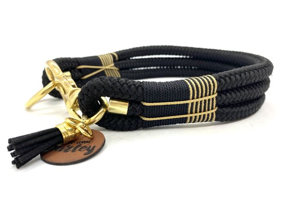 Hundehalsband und Leine im Set oder Einzeln „Black Elegance“