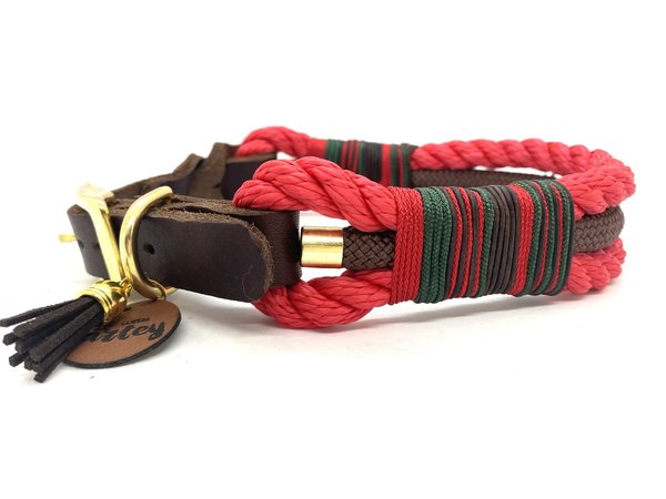 Hundehalsband mit verstellbaren Lederverschluss und Leine im Set oder Einzeln „Waldspaziergang“