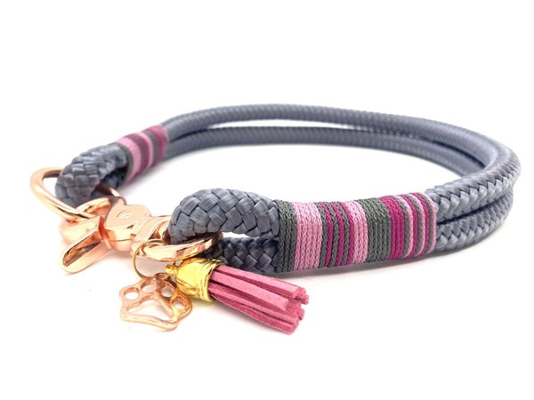 Hundehalsband und Leine im Set oder Einzeln „Grey Pink“