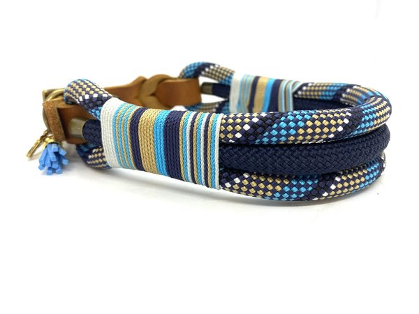 Hundehalsband mit verstellbaren Lederverschluss und Leine im Set oder Einzeln „Atlantis Leather“