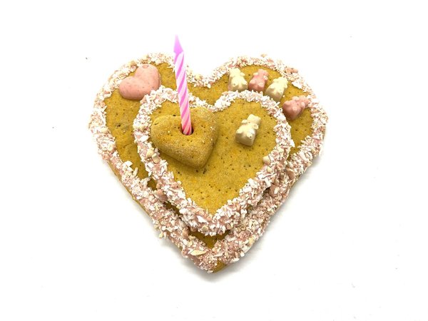 Hundekuchen „Happy Birthday Herz rosa“