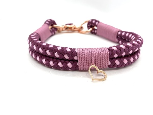 Hundehalsband und Leine im Set oder Einzeln „Aubergine Lavender“
