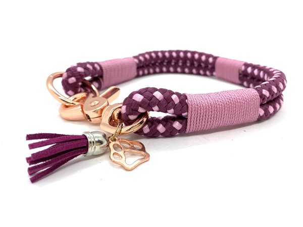 Hundehalsband und Leine im Set oder Einzeln „Aubergine Lavender“