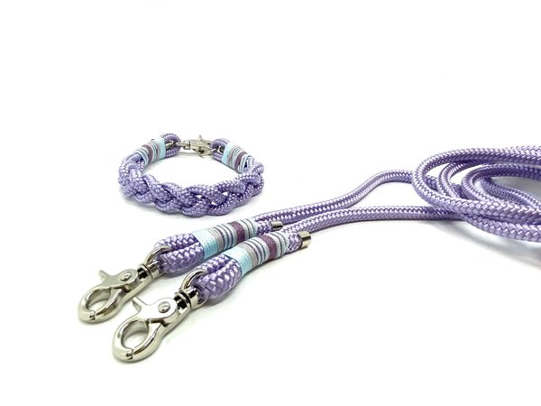 Geflochtenes Hundehalsband und Leine im Set oder Einzeln „Smart Lavender“