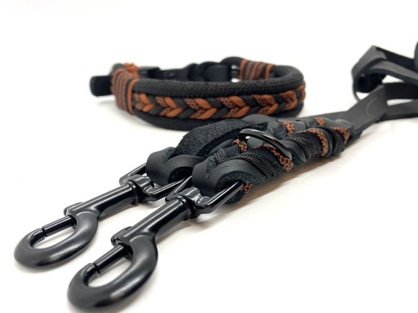 Verstellbares Hundehalsband mit Lederverschluss und Leine im Set oder Einzeln „Pinot“