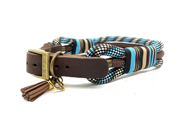 Verstellb. 3-Reihiges Halsband mit Lederverschluss Leine im Set oder Einzeln „Special Turkish Antik“