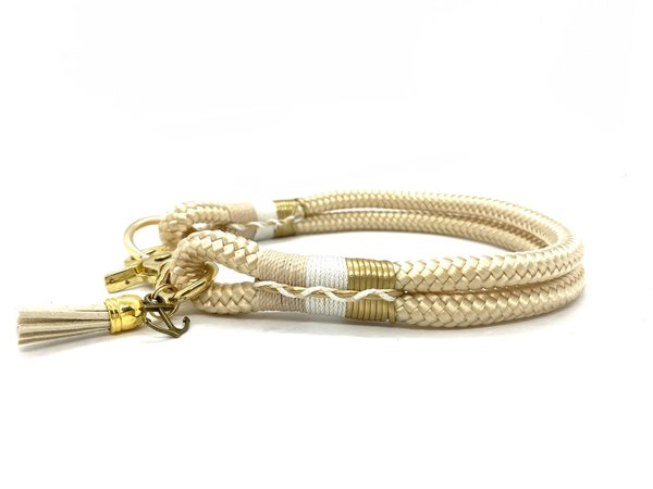 Hundehalsband und Leine im Set oder Einzeln „White Gold“