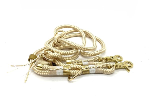 Hundehalsband und Leine im Set oder Einzeln „White Gold“