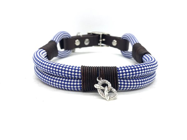 Verstellbares Hundehalsband mit Biothaneverschluss und Leine im Set oder Einzeln „Bavaria Blue“