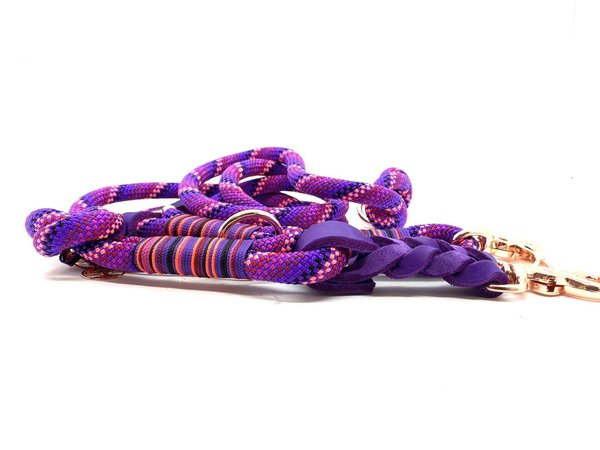 Verstellbares Hundehalsband mit Lederverschluss und Leine im Set oder Einzeln „Alana“