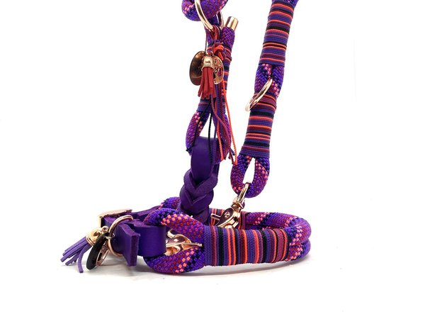 Verstellbares Hundehalsband mit Lederverschluss und Leine im Set oder Einzeln „Alana“