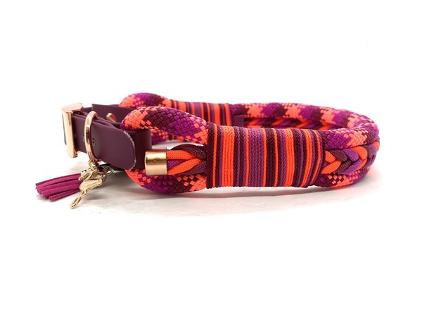 Verstellbares Hundehalsband mit Biothaneverschluss und Leine im Set oder Einzeln „Red Love“