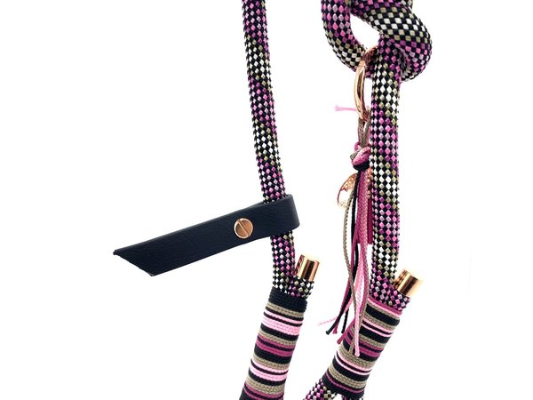 Verstellbares Hundehalsband mit Biothaneverschluss und Leine im Set oder Einzeln „Pink Disco“