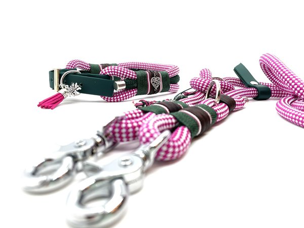 Verstellbares Hundehalsband mit Biothaneverschluss und Leine im Set oder Einzeln „Trachtenmad´l“