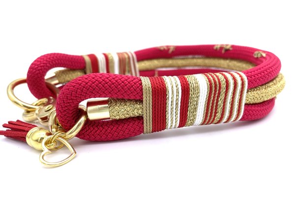 Hundehalsband und Leine im Set oder Einzeln „Red Christmas“