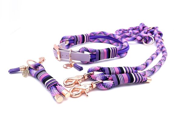 Verstellbares Hundehalsband mit Biothaneverschluss und Leine im Set oder Einzeln „Ursula“
