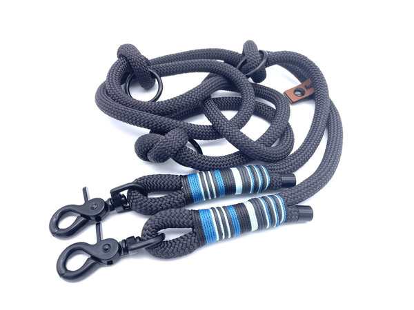 Hundehalsband und Leine im Set oder Einzeln „Braided Anthrazit Blue“