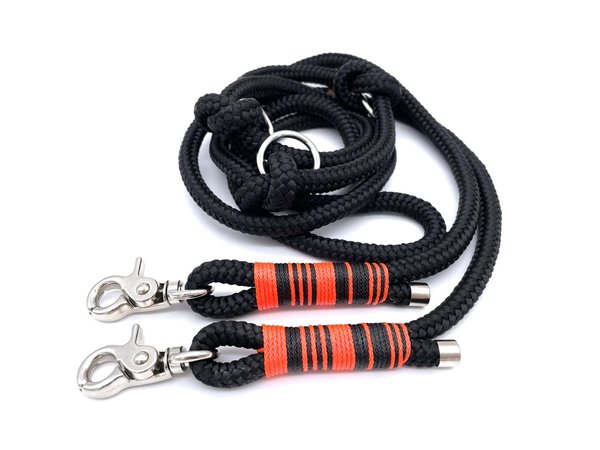 Hundehalsband und Leine im Set oder Einzeln „Black Neon Orange“