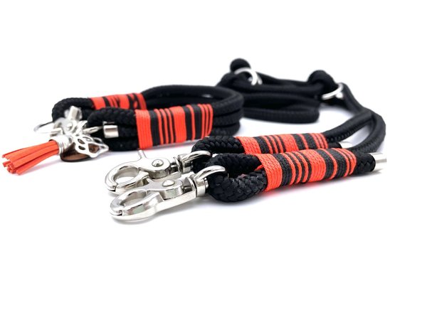 Hundehalsband und Leine im Set oder Einzeln „Black Neon Orange“