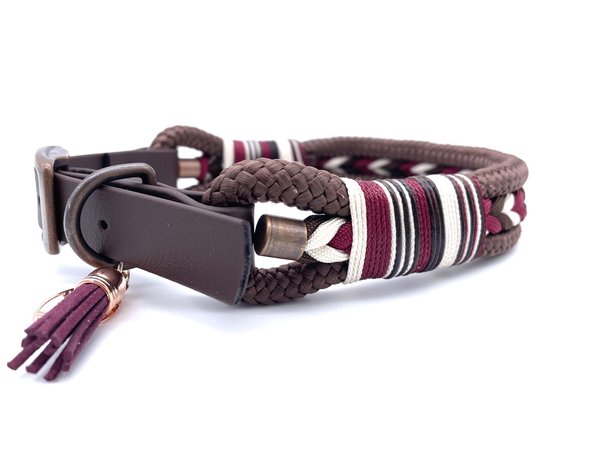 Verstellbares Hundehalsband mit Biothaneverschluss und Leine im Set oder Einzeln „Red Chocolate“