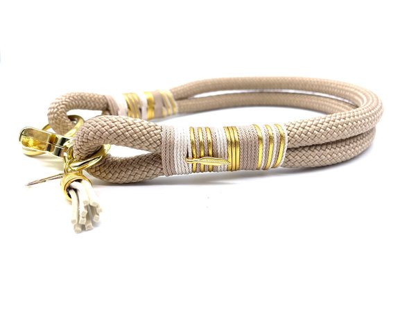 Hundehalsband und Leine im Set oder Einzeln „Beige Gold“