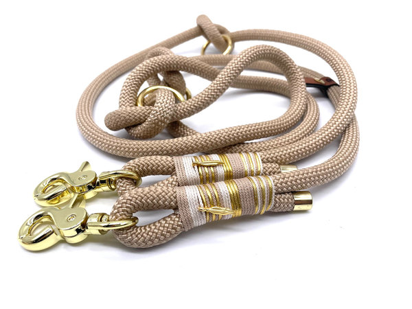 Hundehalsband und Leine im Set oder Einzeln „Beige Gold“