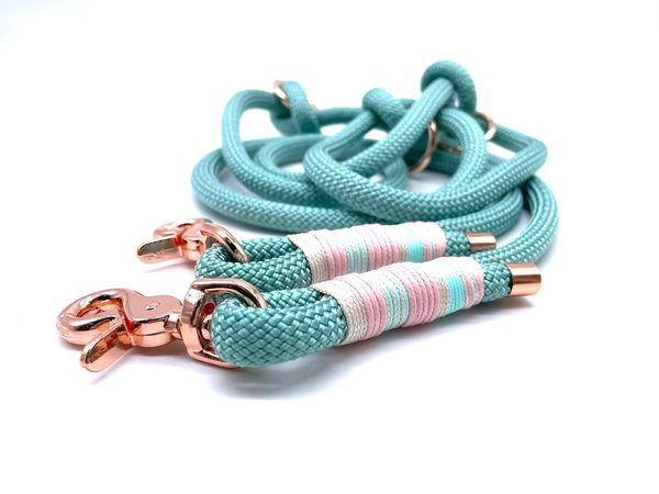 Hundehalsband und Leine im Set oder Einzeln „Rosé Seagreen“