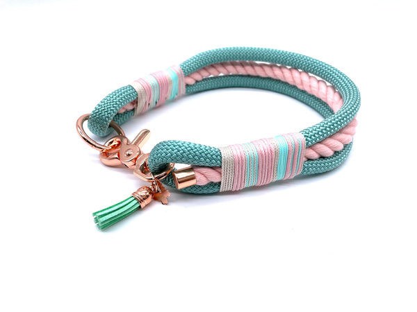 Hundehalsband und Leine im Set oder Einzeln „Rosé Seagreen“