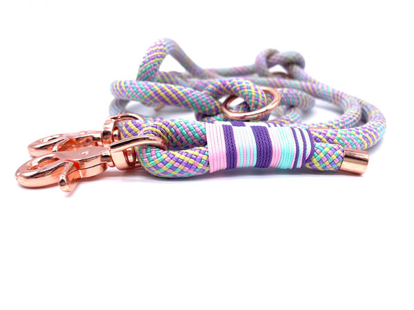 Verstellbares Hundehalsband mit Lederverschluss und Leine im Set oder Einzeln „Sweet Pastel“