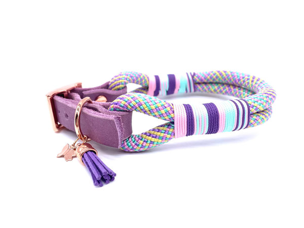 Verstellbares Hundehalsband mit Lederverschluss und Leine im Set oder Einzeln „Sweet Pastel“