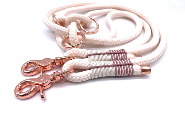 Verstellbares Hundehalsband mit Biothaneverschluss und Leine im Set oder Einzeln „Cream Rose“
