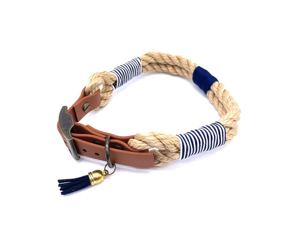 Verstellbares Hundehalsband mit Biothaneverschluss und Leine im Set oder Einzeln „Ahoi!“