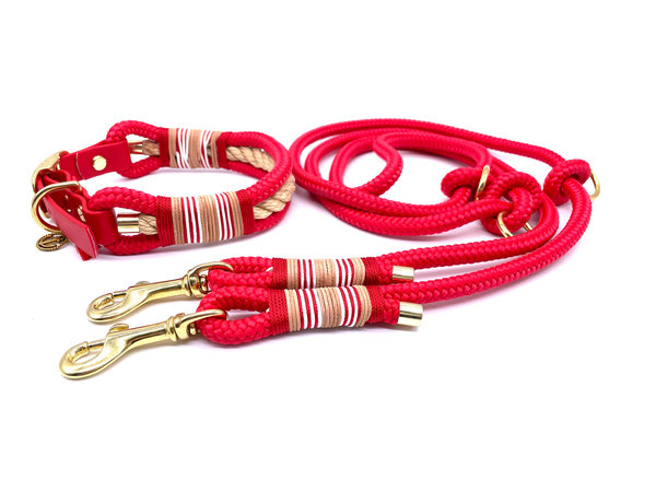 Verstellbares Hundehalsband mit Biothaneverschluss und Leine im Set oder Einzeln „Rügen“