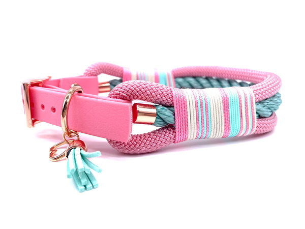 Verstellbares Hundehalsband mit Biothaneverschluss und Leine im Set oder Einzeln „Sweet Mint“
