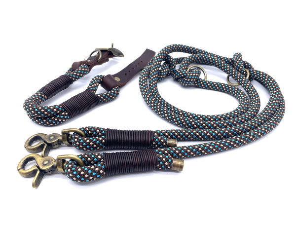 Verstellbares Hundehalsband mit Lederverschluss und Leine im Set oder Einzeln „Simply Morpho“