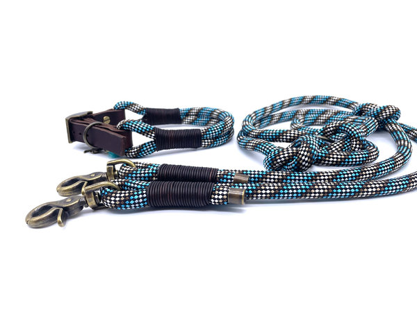 Verstellbares Hundehalsband mit Lederverschluss und Leine im Set oder Einzeln „Simply Turkish Antik“