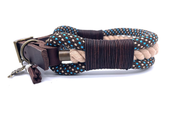 Verstellbares Hundehalsband mit Lederverschluss und Leine im Set oder Einzeln „Triple Morpho“