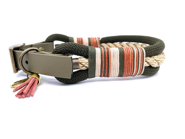 Verstellbares Hundehalsband mit Biothaneverschluss und Leine im Set oder Einzeln „Cognac Crocodile “