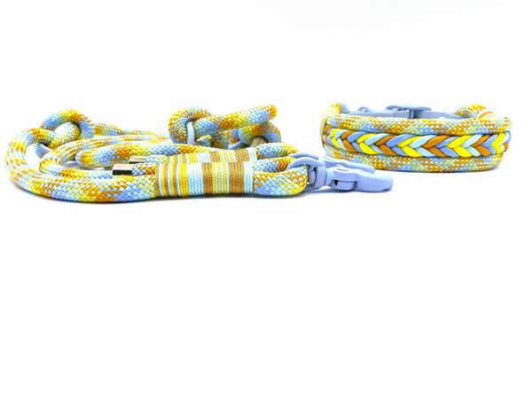 Verstellbares Hundehalsband mit Biothaneverschluss und Leine im Set oder Einzeln „Miami“