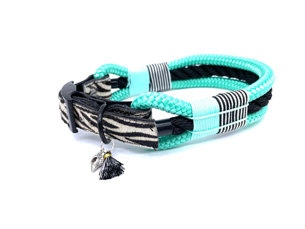 Verstellbares Hundehalsband mit Lederverschluss und Leine im Set oder Einzeln „Go Wild!“