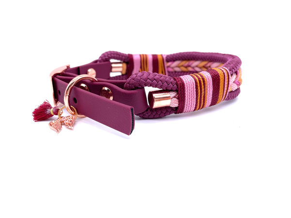 Verstellbares Hundehalsband mit Biothaneverschluss und Leine im Set oder Einzeln „Braided Paris“