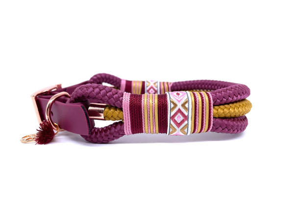 Verstellbares Hundehalsband mit Biothaneverschluss und Leine im Set oder Einzeln „Orient Autumn“