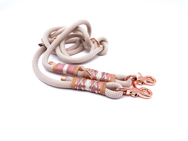 Verstellbares Hundehalsband mit Lederverschluss und Leine im Set oder Einzeln „Pearl Elegance“