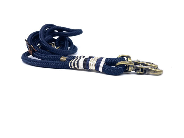 Verstellbares Hundehalsband mit Lederverschluss und Leine im Set oder Einzeln „Brown Blue“