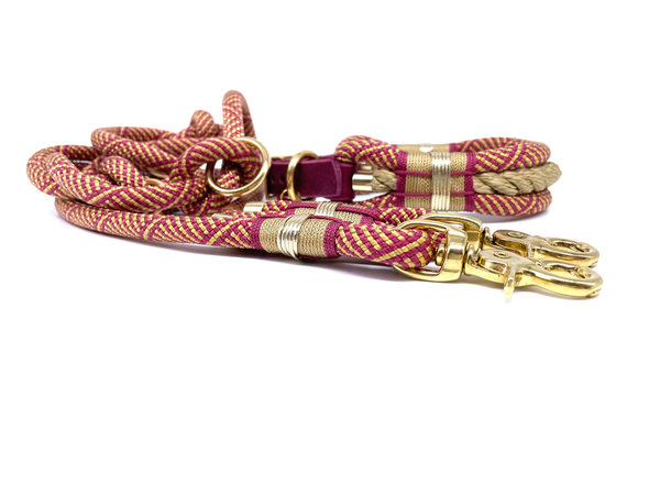 Verstellbares Hundehalsband mit Lederverschluss und Leine im Set oder Einzeln „Royal“
