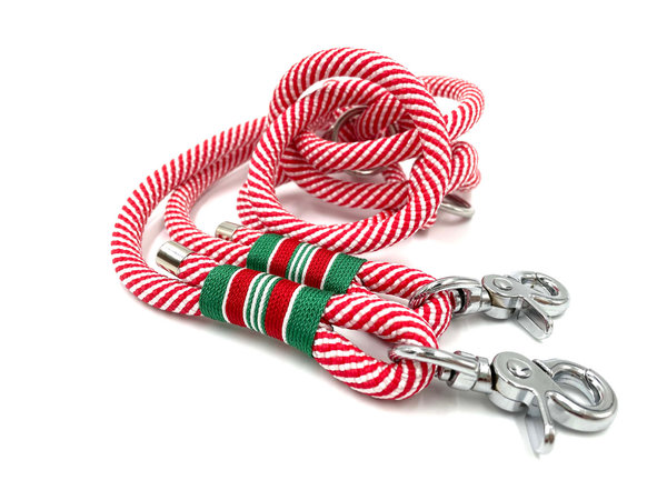 Verstellbares Hundehalsband mit Lederverschluss und Leine im Set oder Einzeln „Santa Clause“
