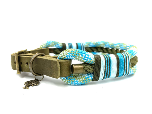 Verstellbares Hundehalsband mit Lederverschluss und Leine im Set oder Einzeln „Bombay“